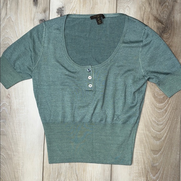 Louis Vuitton Short Sleeve Scoop Neck Sweater Sage Size Small